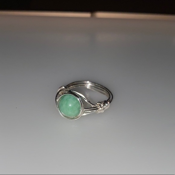 Wire Wrapped Ring Mint Quartz Ring Homemade - Picture 2 of 3